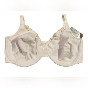 Serenada Bra 44DDD White Cotton Lace Trim NWT